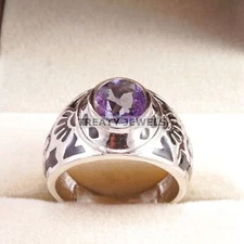 Alexandrite Oval Cut  Gemstone With 925 Sterling Silver Ring For Men's #A630