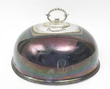 Antique Silver Plated Meat Dome Cloche Lid 18" x 15" x 8" tall