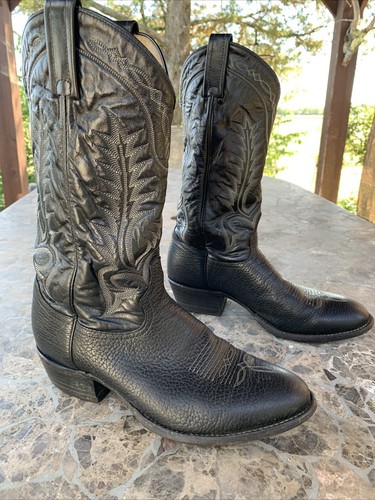Vintage da uomo Tony Lama nera bullhide 6904 boos in pelle punta rotonda taglia 9,5 EE - Foto 3 di 8