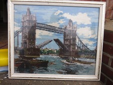 VINTAGE MCM NADELSPITZE GOBELIN TOWER OF LONDON THAMSE SZENE
