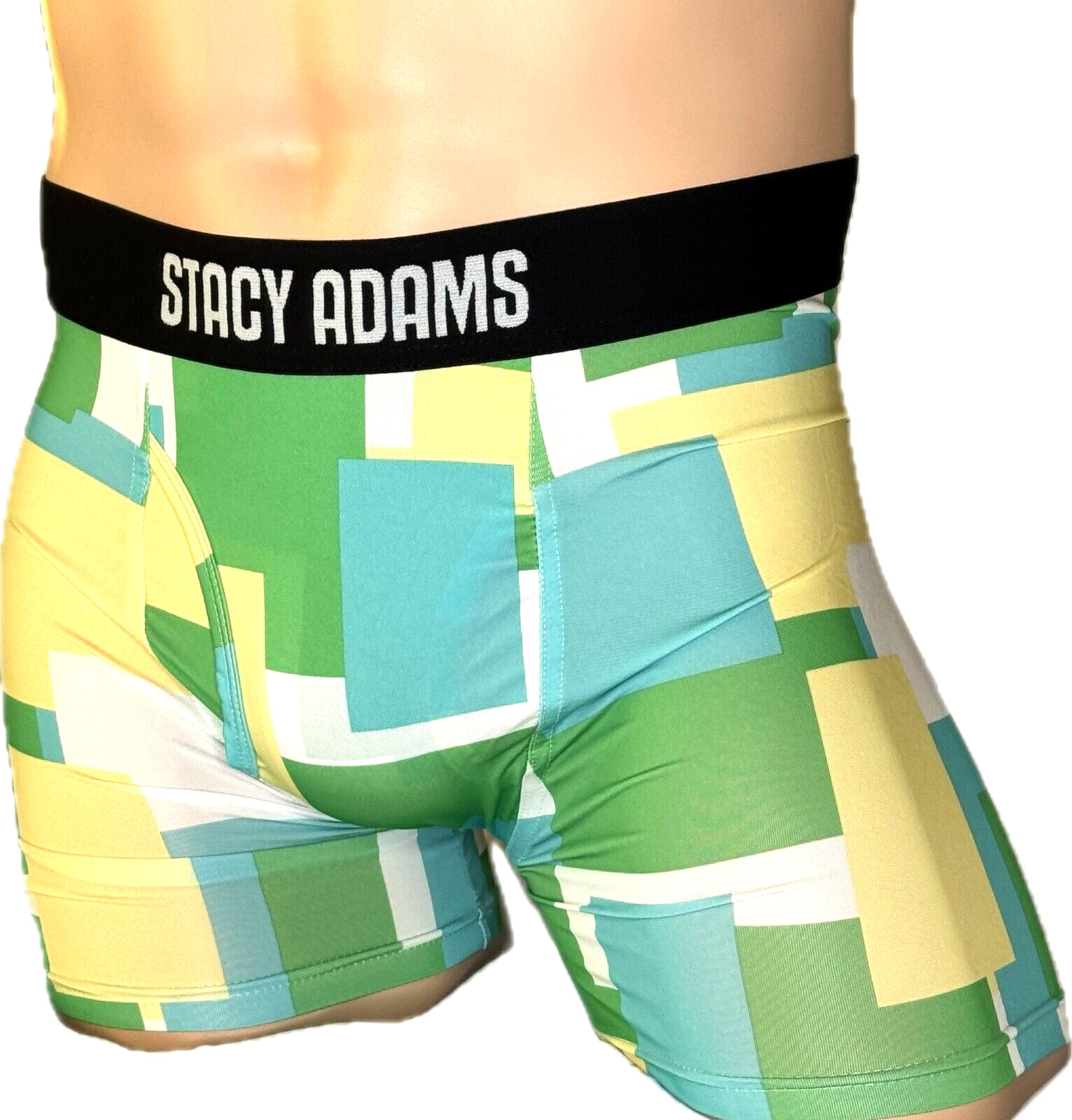 Stacy Adams Men's  Print  Boxer Brief Size M Underwear tagless blue white GREEN