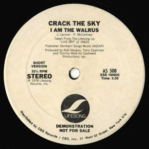 Crack The Sky I Am The Walrus - Lp Lifesong – AS 508 (us) - Foto 1 di 1