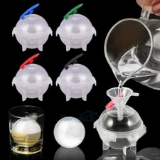 4Pcs Slow-Melting Large Silicone Round Ice Cube Mold Maker For Whisky Cocktails