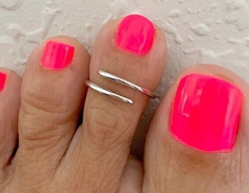 925 Sterling Silver New Year Women Wear Adjustable Bypass Toe Ring - Picture 2 of 6