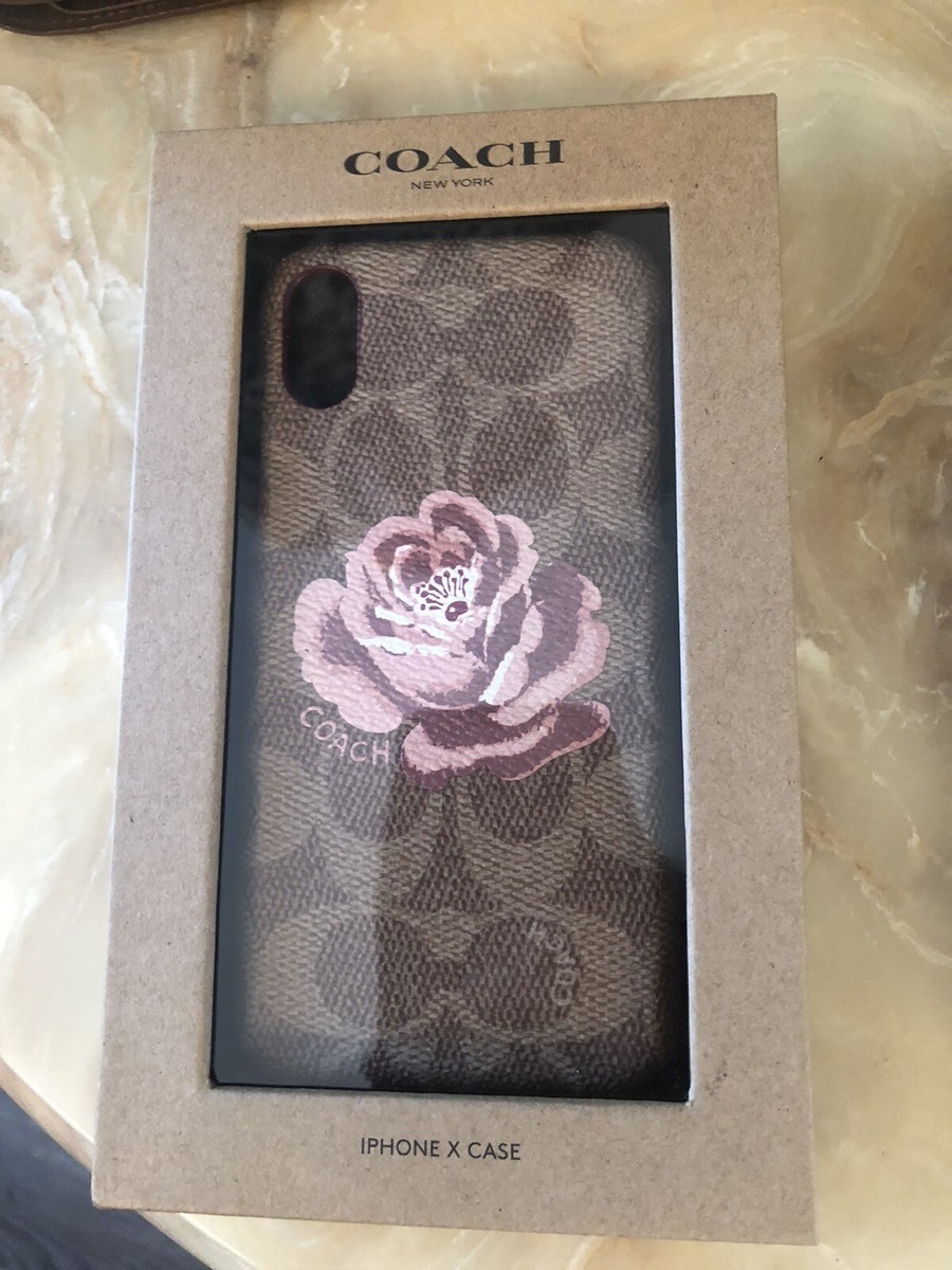 NIB COACH Signature C Rose Floral Saddle iPhone X Case