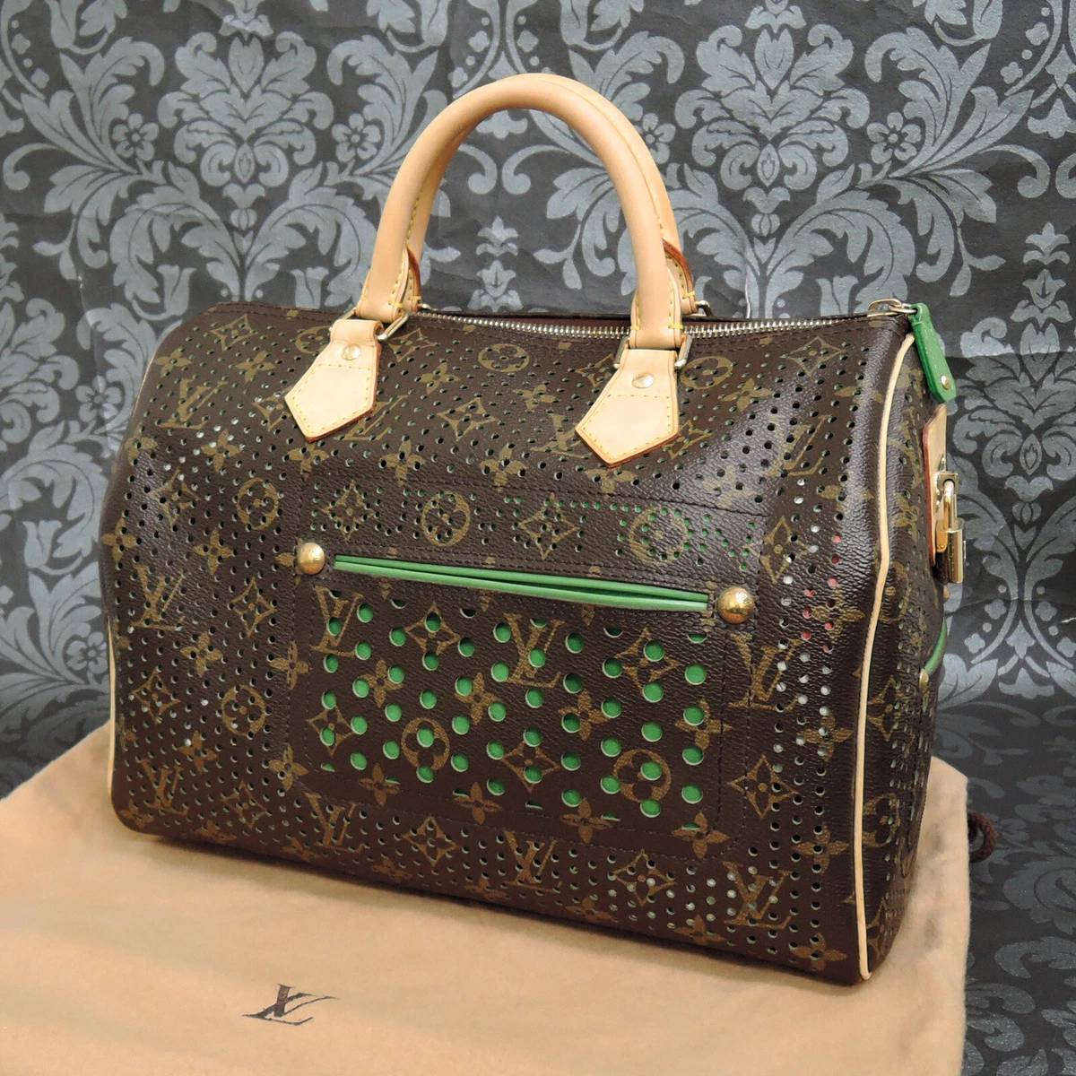 LOUIS VUITTON MONOGRAM Perfo Green SPEEDY 30 Bag Handbag #10 Rise