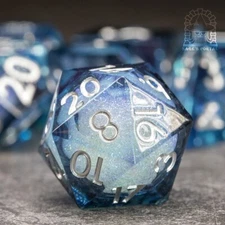 Sage's Midnight Souls Liquid Core Sharp Edge Resin Dice Set | Dnd Dice RPG Dice