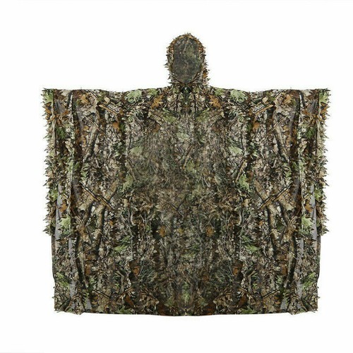 3D Ghillie Suit woodland Tarnanzug Poncho Camouflage Kleidung Jagd Umhang - Bild 3 von 8