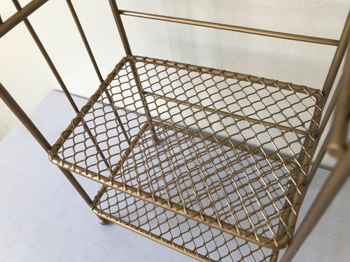Vintage Bauernhaus Gold Metall Tischplatte Gitter Regal 2 Ebenen 5,25 x 3,5 x 8,25" - Bild 9 von 17