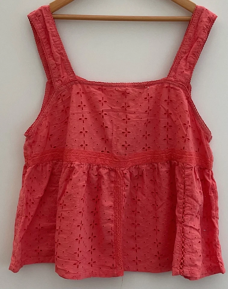 George orange vest top Size 10 Orange Cotton broiderie womens - Image 2 of 4