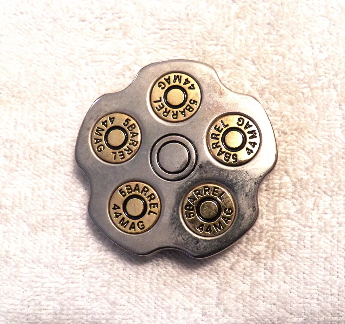 CLASSIC BELT BUCKLE 5 BARREL BULLETS 44 MAGNUM GUNS WEAPON GOLD/SILVER TONE  BB11