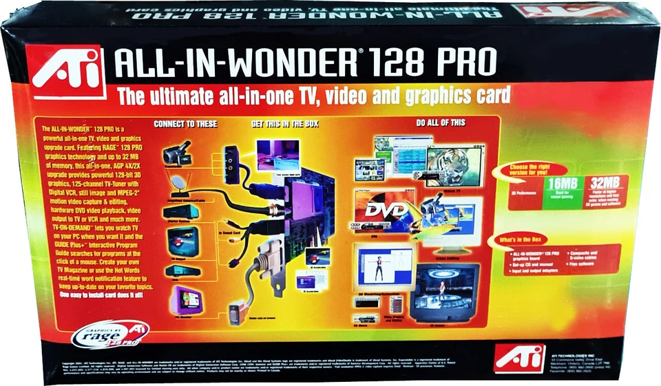 ATI All-in-Wonder-Pro 128, 2X/4X AGP, 32mb w/TV Out, New! Mint in Sealed Box - Image 2 of 4