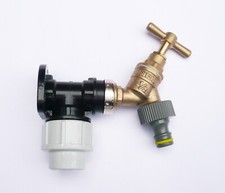 MDPE Compression Wall Plate Elbow (20mm) with 1/2" Brass Tap & Snap On connector