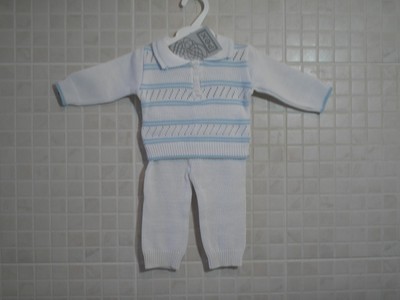 PEX Baby Boy Knitted Spanish Romany Style 2 piece set Blue Newborn 0-3 3-6 6-9
