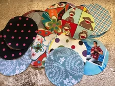 Lot Of 60pcs Quilt Fabric 4” Circles Charm Pack Grab Bag Plaids Floral Novelty