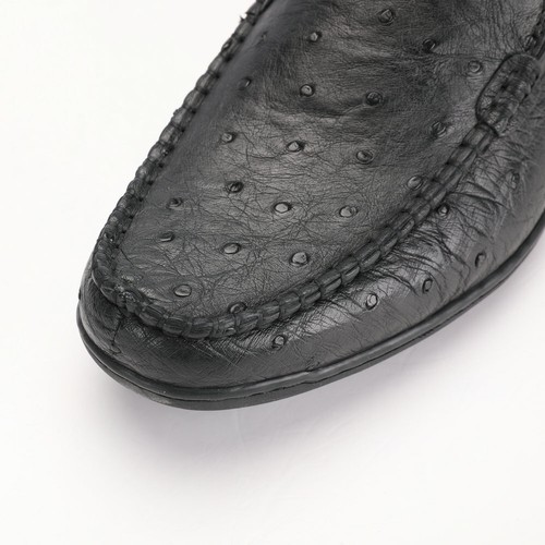 Men's Ostrich Skin Leather Shoes Real Leather Bean Shoes Business Casual Shoes - Picture 9 of 13
