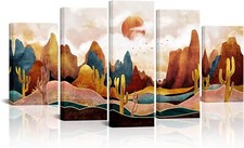 KLVOS Abstract Mountain Canvas Wall Art Large Nature Scenery Decor 5 Panels