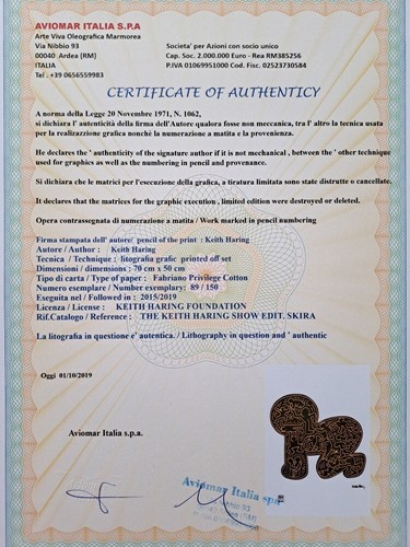 Keith Haring Signed - Baby - Certificate - Picture 4 of 8
