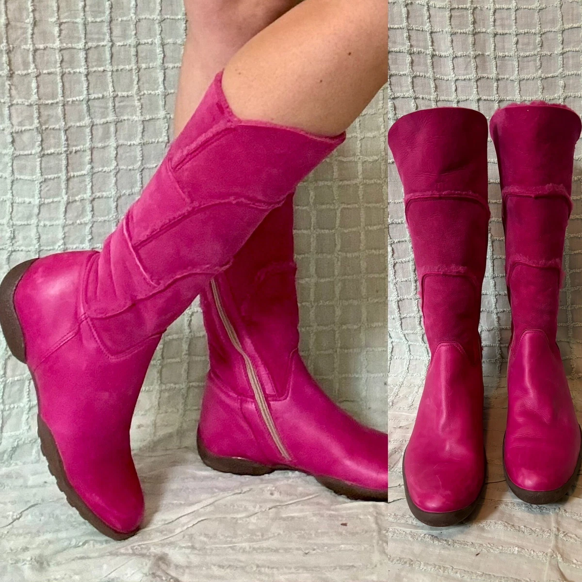 Hot pink flat boots clearance