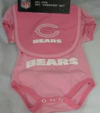 CHICAGO BEARS PINK 3PC "CREEPER" SET INFANT 3/6 MONTHS NWT