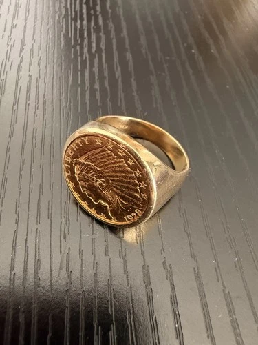 New Listing1928 United States Indian Head $2.50 Quarter Eagle Coin in 14K Gold Ring Setting