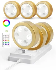 Puck Lights with Charging Station,14 Colors RGB Under Cabinet Lighting...