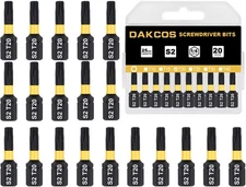 DAKCOS T20 Torx Bit Set, 20-Pcs Impact Ready 1-inch Long Screwdriver Insert Bit