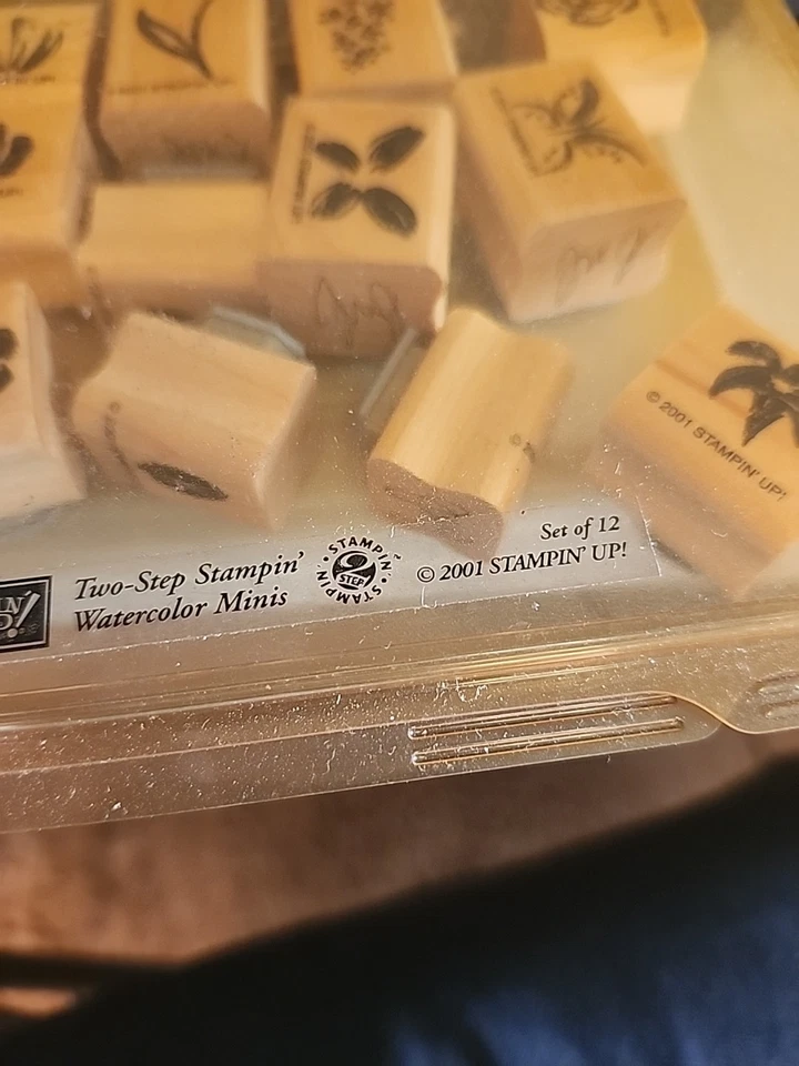 Stampin Up Dos Pasos Acuarela Minis 2001 Juego de Sellos de Goma Montados en Madera 12 NUEVO Foto 2 de 2