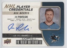 2018 Upper Deck MVP NHL Player Credentials Access Level 1 Joe Pavelski Auto df7