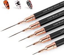 Metallic Nail Art Pens, Liner Brushes Set, 5PCS Black Nail Tools