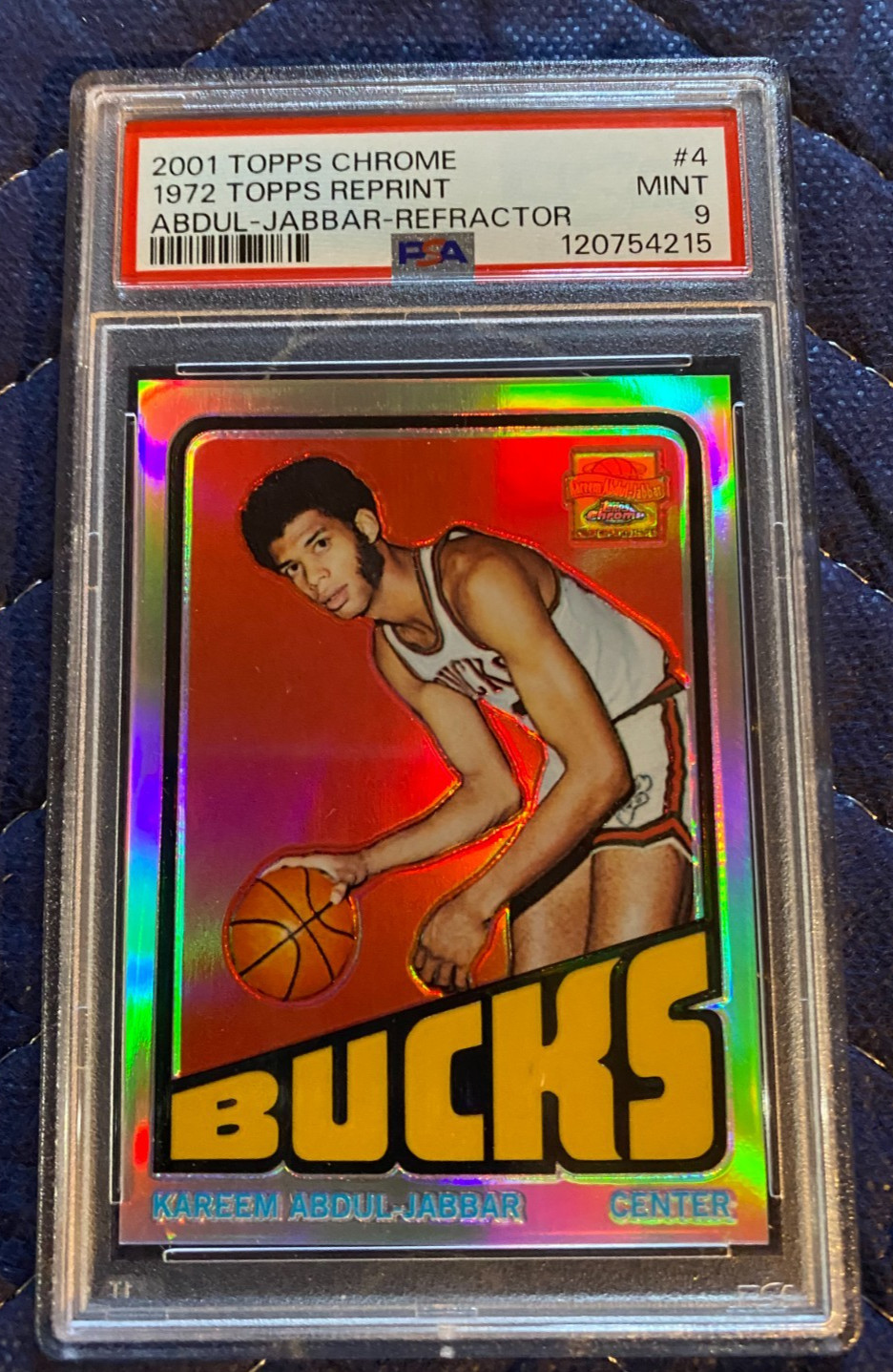 2001 Topps Chrome 1972 Reprint Refractor Kareem Abdul-Jabbar PSA 9