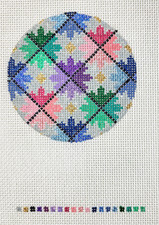 HANDPAINTED Needlepoint Canvas 18m, GEOMETRIC STAR Design ORNAMENT 3" Round NEW!