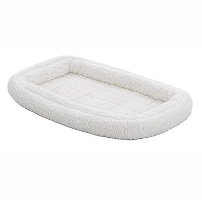 QuietTime Double Bolster Dog Bed and Crate Mat White 24 Inch Pet Cushion