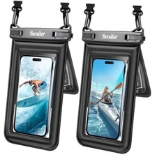 Floating Waterproof Phone Pouch - 2 Pack IPX8 Waterproof Phone Bag Black+Black