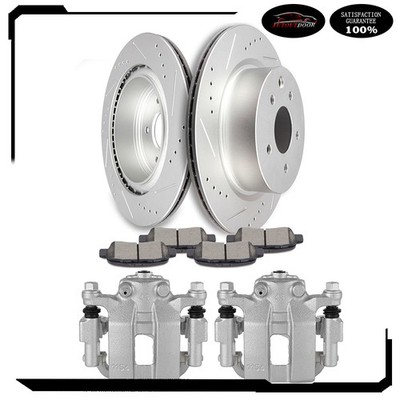 NEW Rear Brake Calipers And Brake Rotors Ceramic Pad For 2009-2010 Infiniti G37