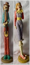 Set of 2 VTG Resin Pencil Tall 12” Thin Albert E. Price Red Nose Clown Figurines