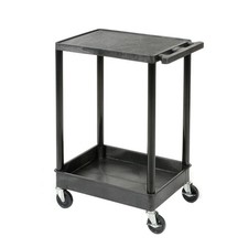 Luxor Flat Top Shelf 2 Shelf Plastic Utility Cart 300 Lbs. 24"L x 18"W x 36"H