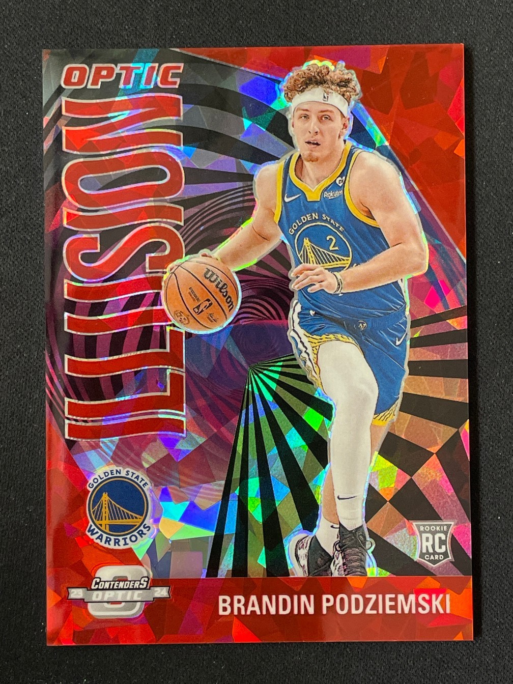Brandin Podziemski 2023-24 Panini Contenders Optic Illusion Red Ice /175
