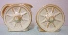 Vintage Frankoma Pottery Wagon Wheel Pitcher & Toothpick Holder Desert Gold