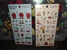 Set of 2 - Peanuts Snoopy Masking Stickers- Blue