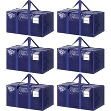 Extra Heavy Duty Large Moving Bags with Strong Zipper 6 Pack Dark Blue