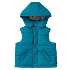 Janie and Jack Boys Ski Winter Collection Hooded Puffer Vest 6 Teal Grey
