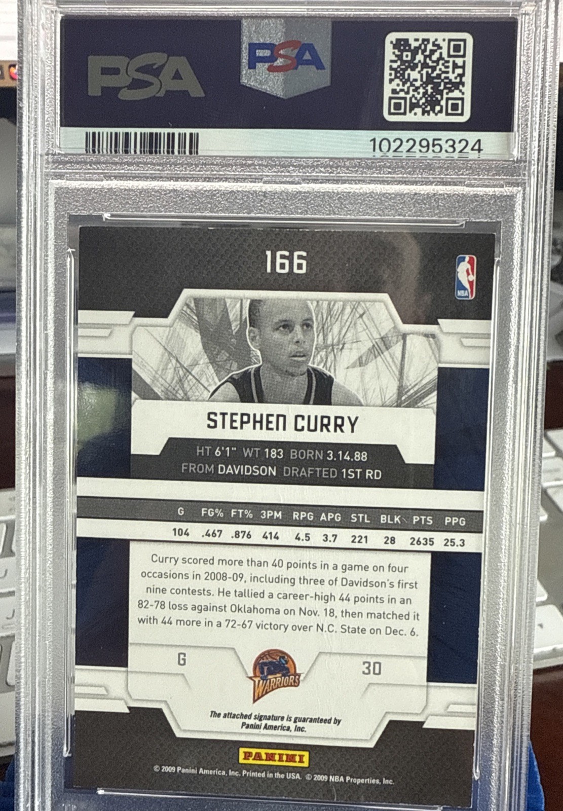 2009 DONRUSS ELITE AUTO #166 STEPHEN CURRY ROOKIE RC 14/499 PSA AUTH view 3