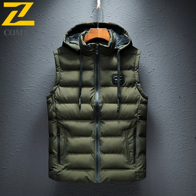 Winter Vests Men's Casual Padded Vest Jacket Outdoor Ski Cold-proof Hooded Vest - Image 4 of 4