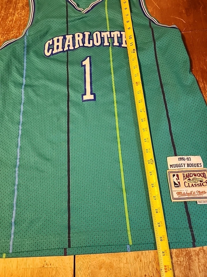 Muggsy Bogues #1 Charlotte Hornets NBA Extra Large Adidas Teal Mens Hardwood EUC - Image 2 of 4