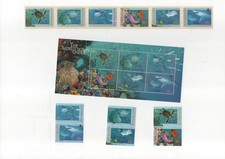 Australia 1995 marine life shark turtles sg1556/61 ms1562 & sa set MNH