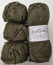 Knit Picks Swish Worsted yarn Lemongrass Heather #24093, Lot of 4, 100% Wool 50g