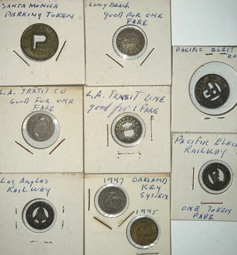 Vtg California Transit Token Lot Los Angeles Railway Pacific Electric Key System - product listing photo