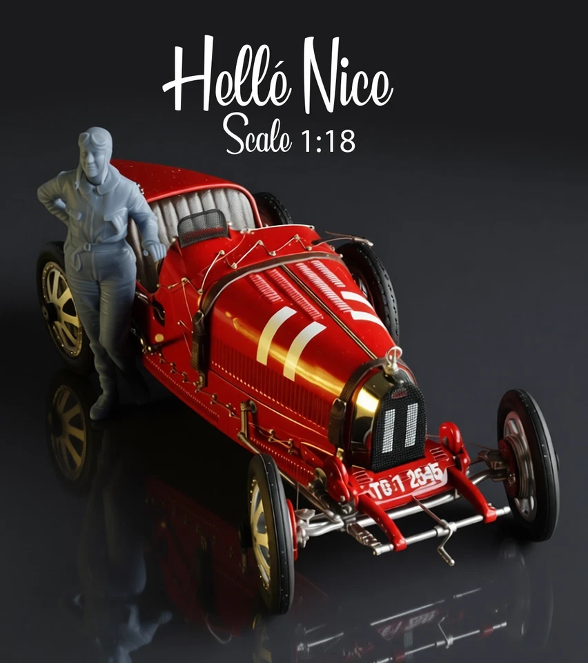 Hellé Nice FIGURA NON DIPINTA per 1:18 CMC BUGATTI tipo 35 Gran Premio - Immagine 3 di 4
