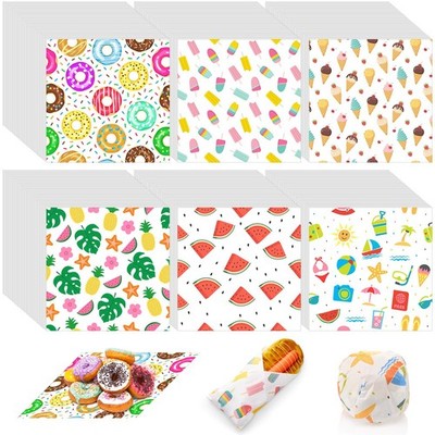 600 PCS Summer Food Wax Paper Sheets 12 x 12 Inch Parchment Deli Tissue Liner